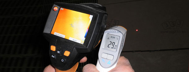 温度记录照相机可测量一幅图像中所有点的温度,其分辨率可达到19200个红外线测温仪同时测量的结果。