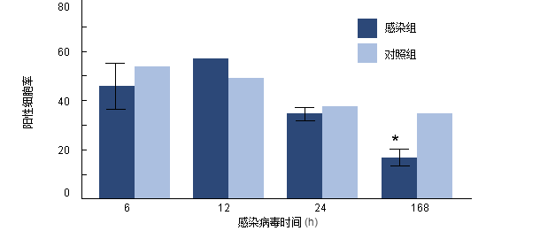 Phagocytosis rate of H. parasuis by porcine alveolar macrophages collected from pigs previously infected with PRRSV