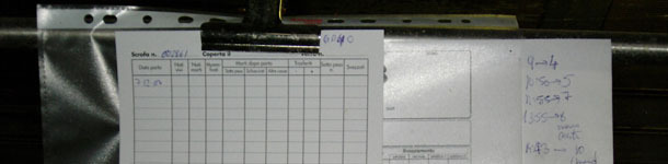 Farrowing quarters: notes on the card wrapped in a plastic bag