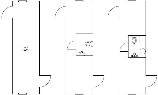 Examples of designs of the changing rooms